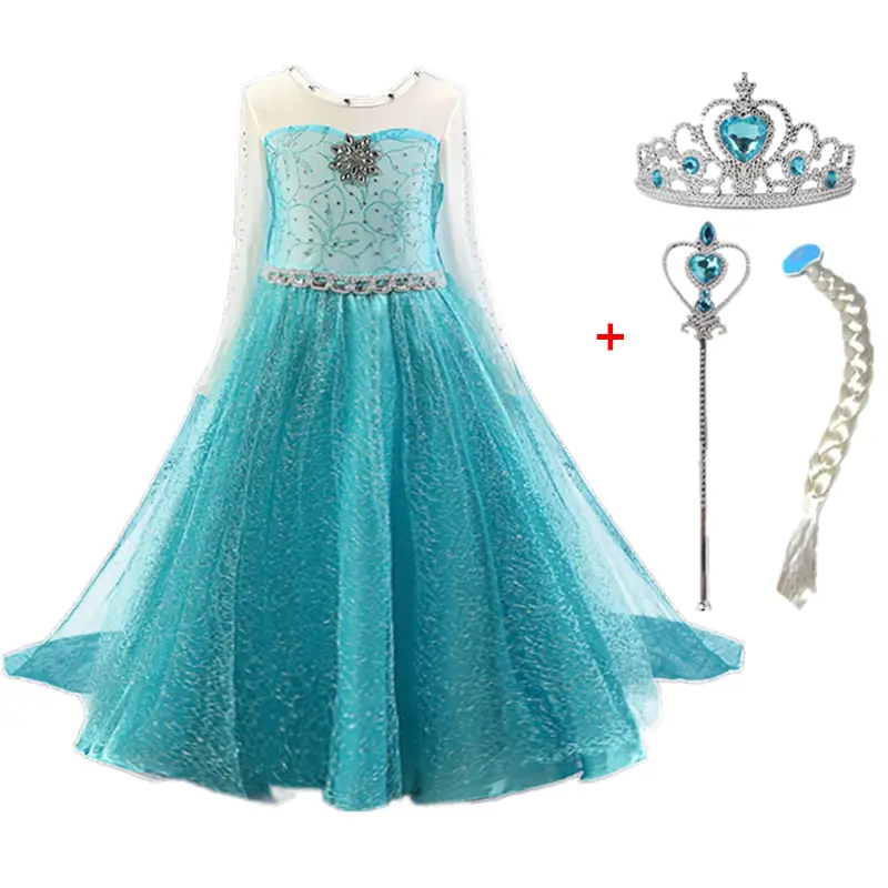 Elsa Costume for Girls – Long Sleeve Princess Dress for Cosplay