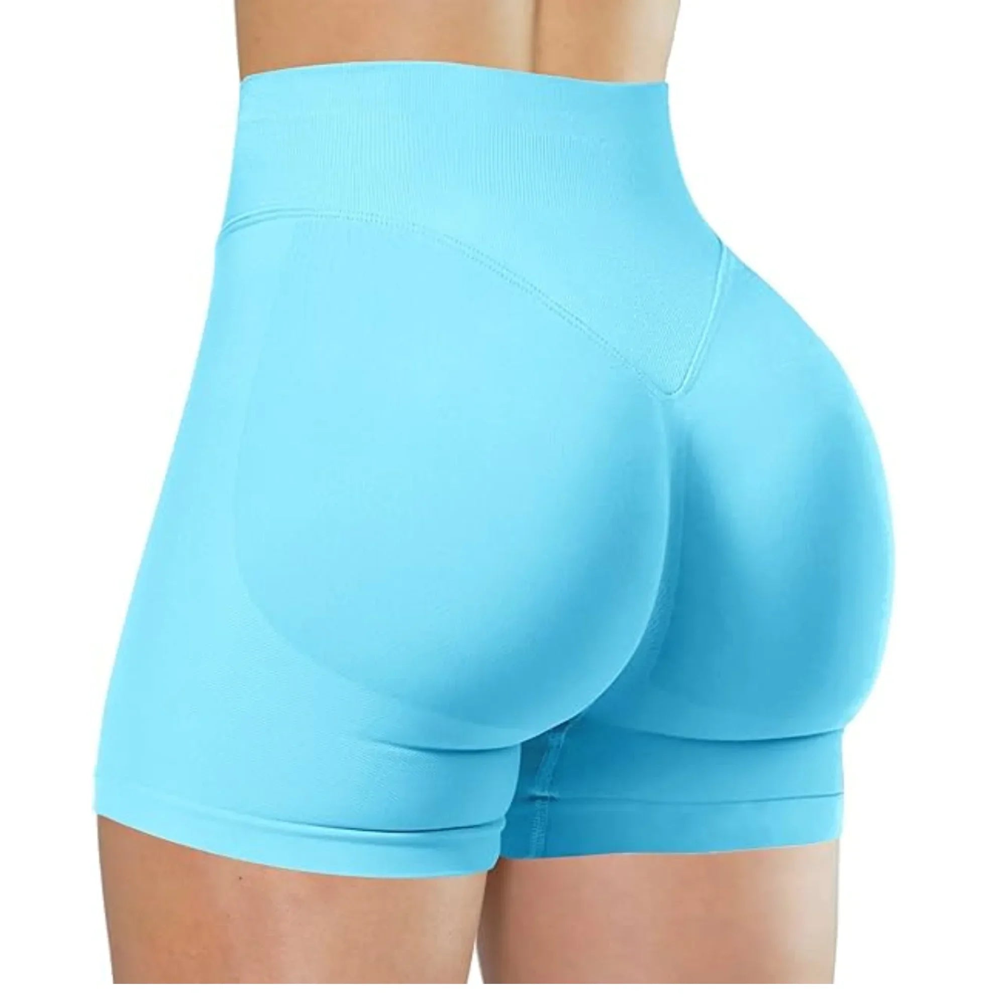 Women Yoga High Waisted 5 Inch Shorts Solid Color Elastic Fitness Tights