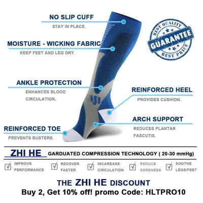 Home 3 Pairs Compression Socks 30mmHg for Varicose Veins and Edema