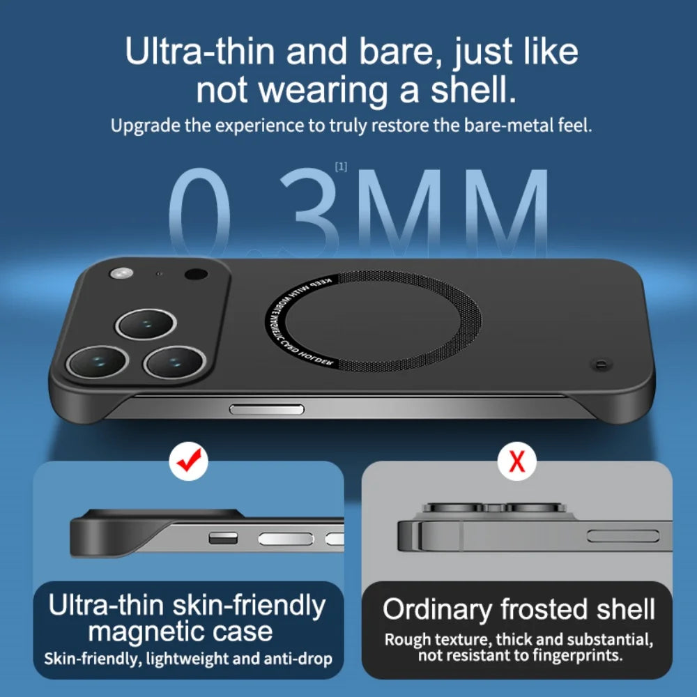 Magnetic Frameless Phone Case Hard PC Matte – Ultra Thin Borderless Style