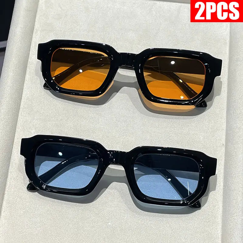 2/3PCS Vintage Rectangle Frame Sunglasses for Women Fashion Retro Luxury Brand Design UV400 Sun Glasses Men’s Eyewear