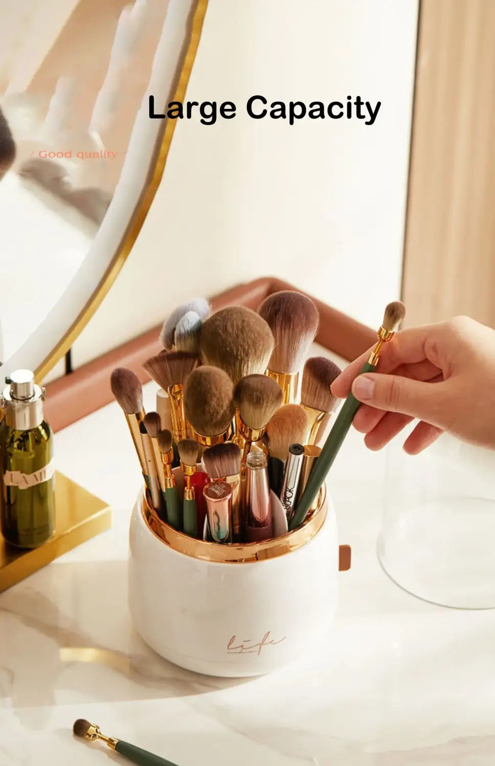 360° Rotating Makeup Brush Holder – Portable Makeup Organizer