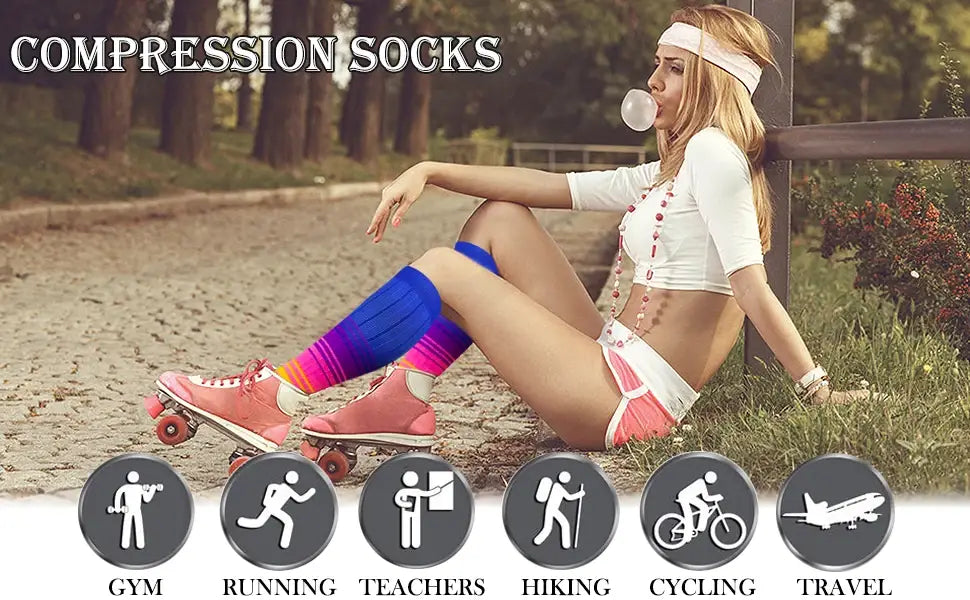 Home 3 Pairs Compression Socks 30mmHg for Varicose Veins and Edema