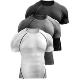 Men Summer Compression Shirt Elastic Quick Dry Gym Workout Tee