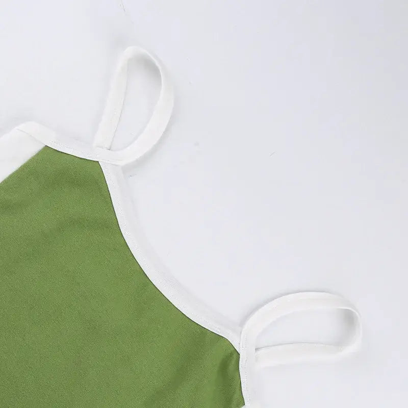 Green Y2K Backless Sleeveless Knitted Crop Top for Women