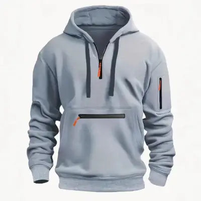 Men’s Hooded Zipper Hoodie for Casual Autumn Winter Streetwear - Light gray / CHINA / XXXL