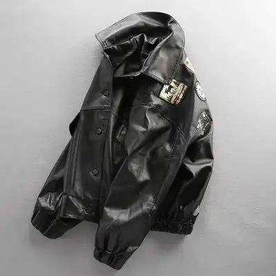 Korean Motorcycle PU Leather Jacket in Y2K Streetwear Baseball Style