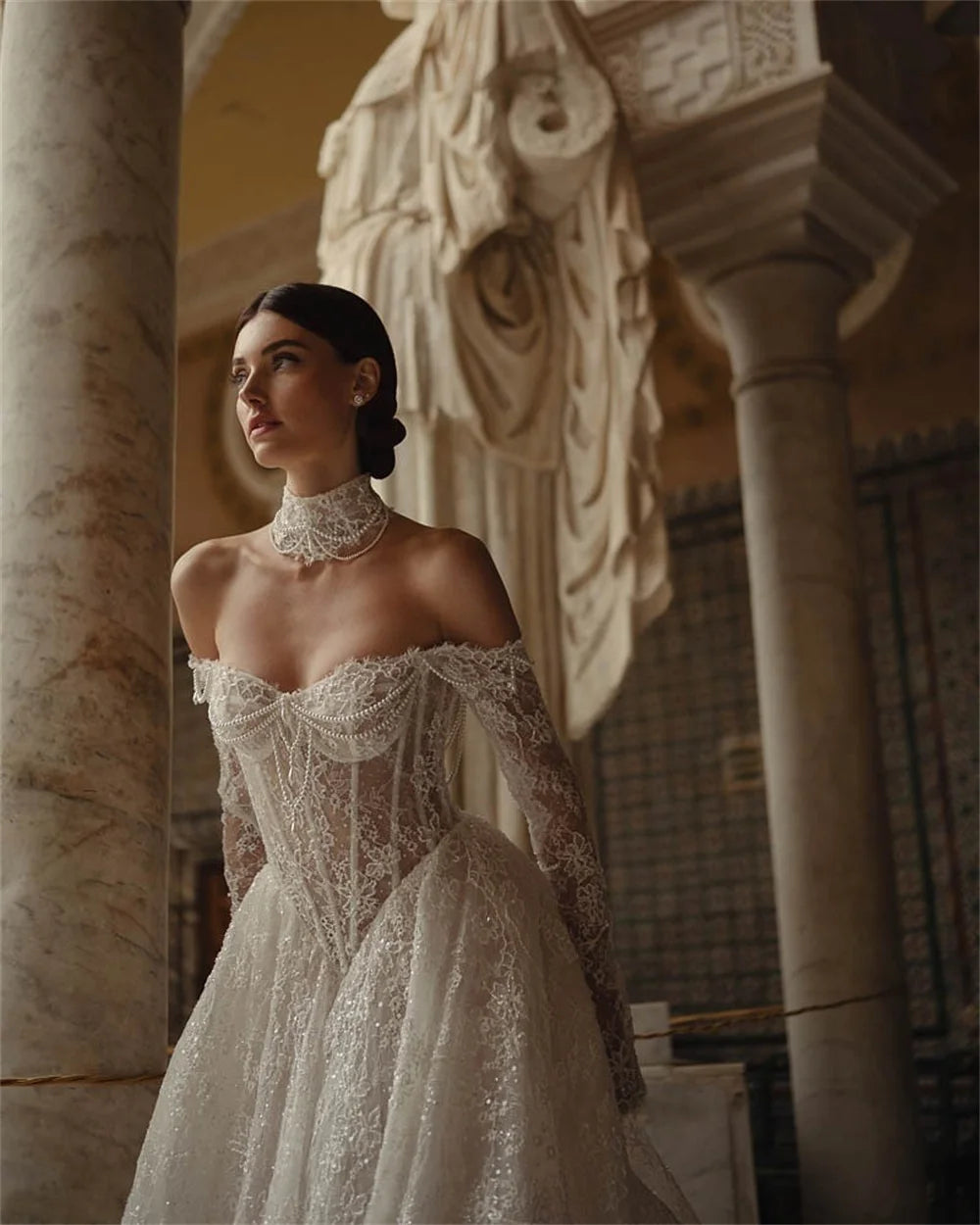 Tokyo Wedding Dress A-Line White Lace Elegant Off the Shoulder Gown
