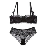 French Romantic Lace Bra Style Mold Cup Slim Push Up Underwear Set