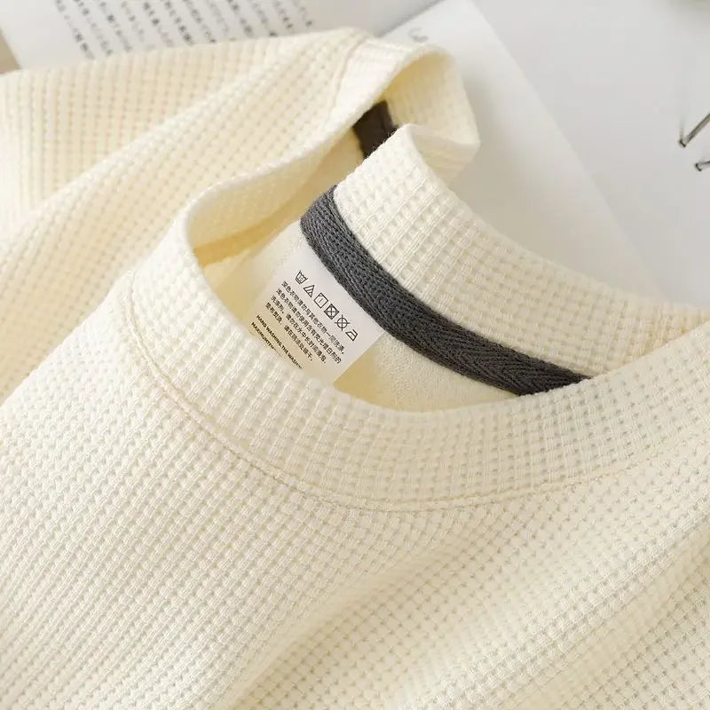 Men's Waffle Round Neck Short Sleeve T-Shirt Size Large Casual Wear