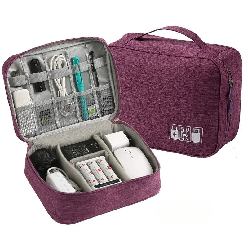 Cable Storage Bag Electronic Organizer Waterproof Portable Travel Pouch