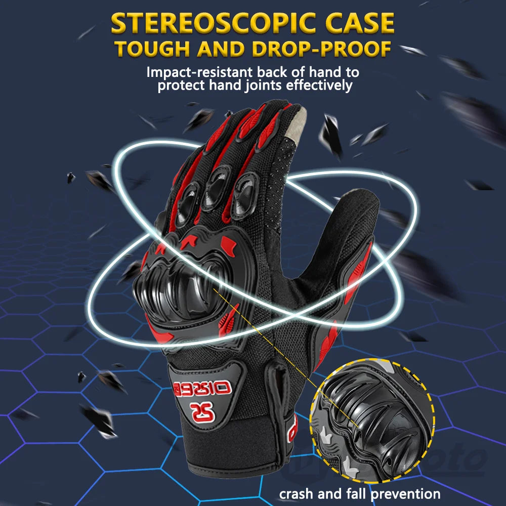 Summer Full Finger Motorcycle Gloves Breathable Touch Screen Racing
