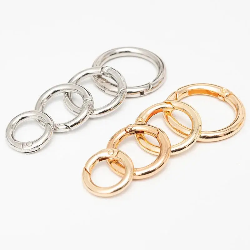 10pcs Metal Ring Spring Clasps for DIY Jewelry and Keychain Hooks