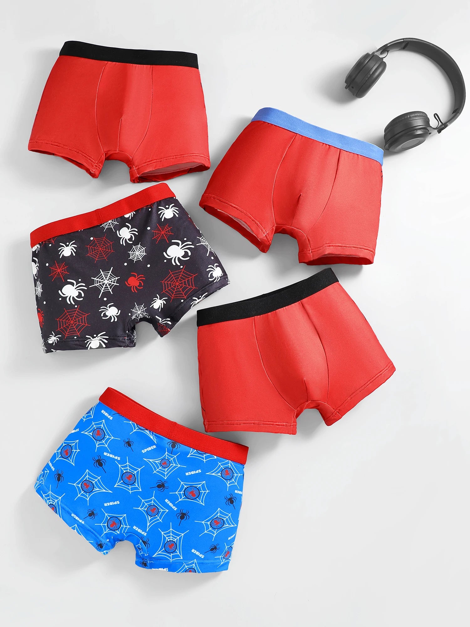 Spider Print Boys Underwear 5-Pack Size 4-10 Soft Comfortable Casual Style