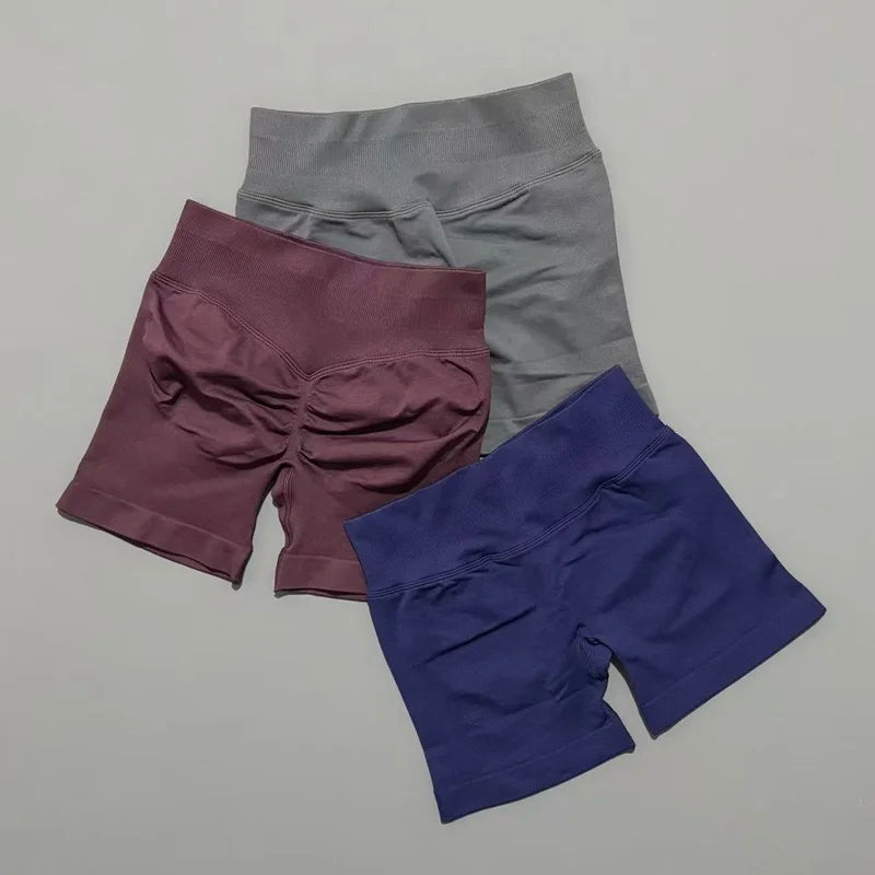 Women High Waist Seamless Shorts Stretchy Butt Lifting Yoga Shorts