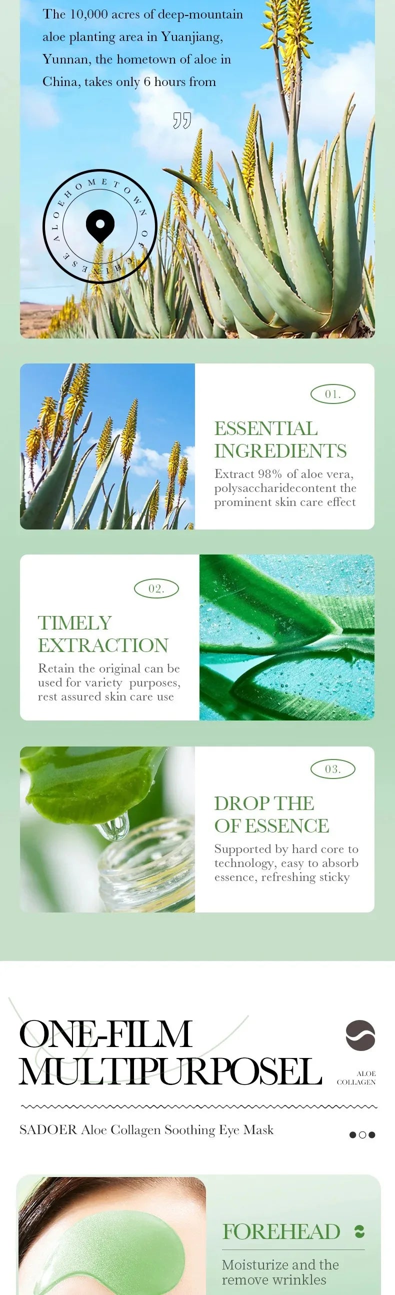 Aloe Vera Collagen Eye Mask 60pcs Dark Circles Fine Lines Care