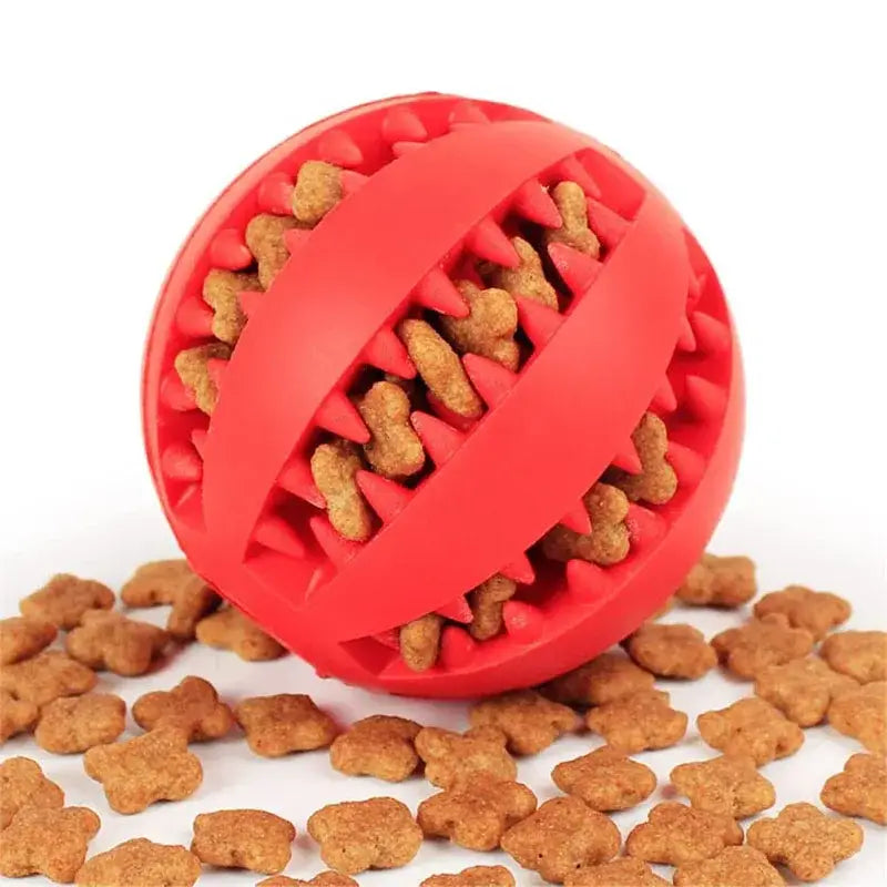 Interactive Dog Toy Ball for Chewing and Treat Feeding in Rubber