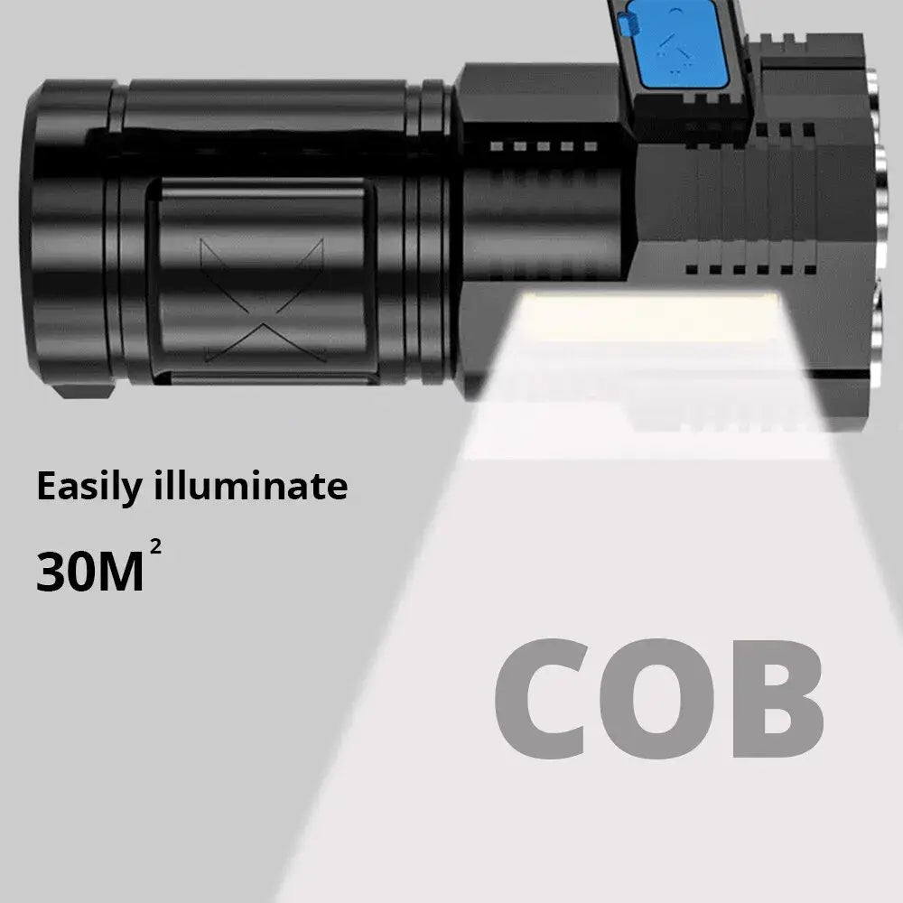 High Power Rechargeable Camping Torch with COB Light and LED Technology