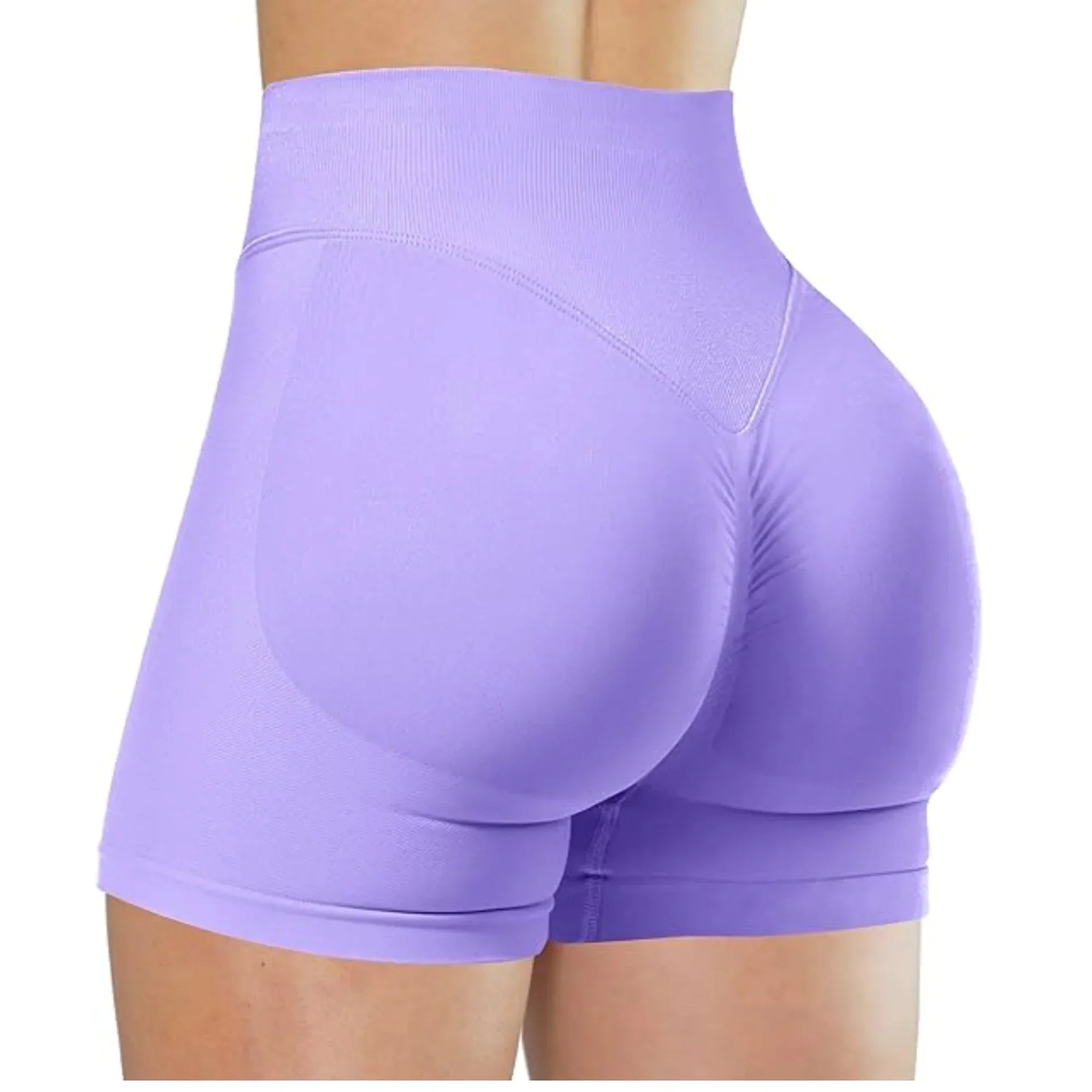 Women Yoga High Waisted 5 Inch Shorts Solid Color Elastic Fitness Tights