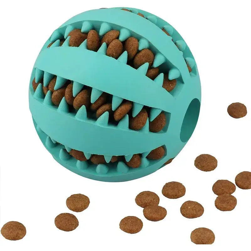 Interactive Dog Toy Ball for Chewing and Treat Feeding in Rubber