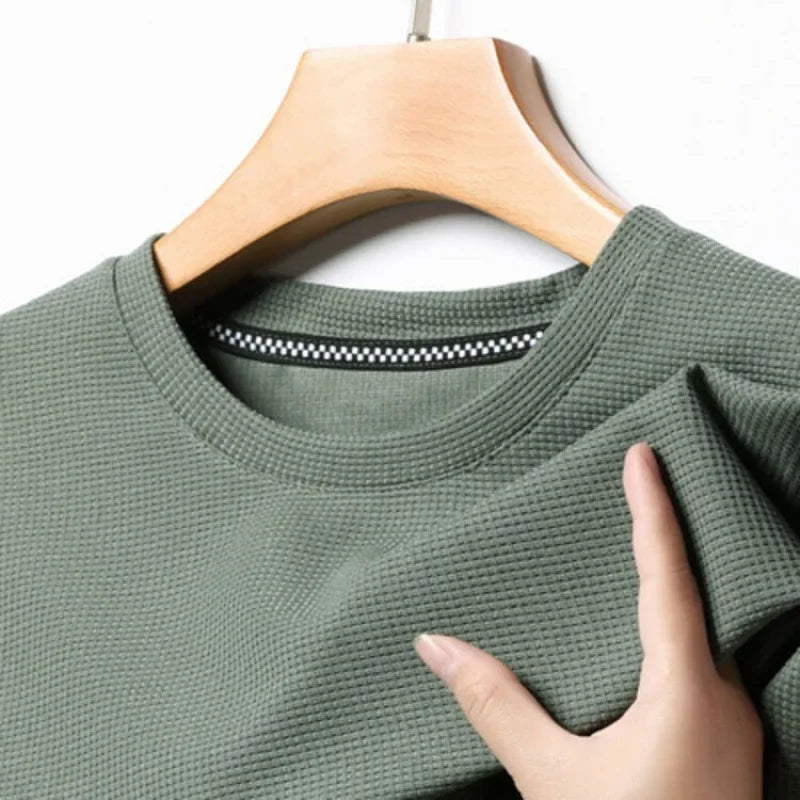 Men's Short Sleeved Waffle T-shirt Casual Summer Style
