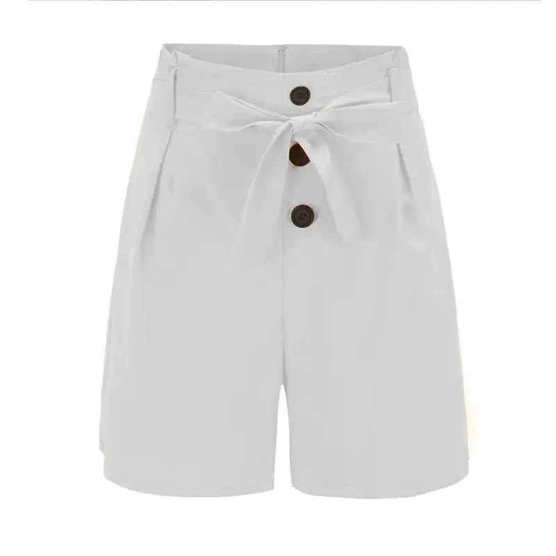 Y2K Solid Button High Waist Tie Waist Beach Shorts for Women