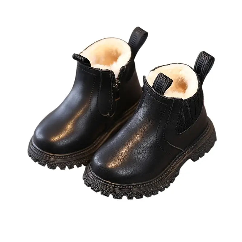 Autumn Winter Baby Kids Short Boots in Warm PU Leather