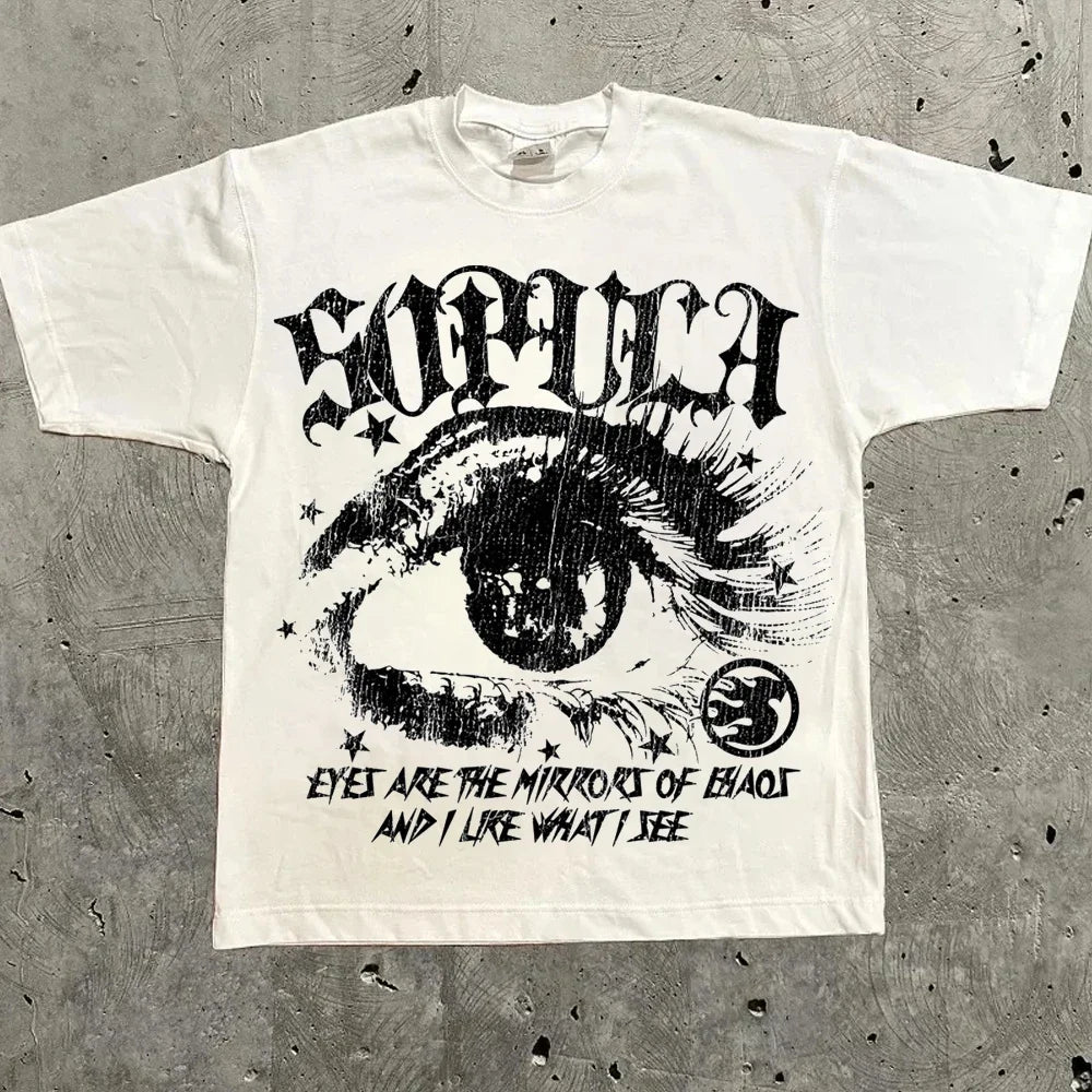 Harajuku Graphic Oversized Tops Cotton Inch Length Y2k Streetwear Tee