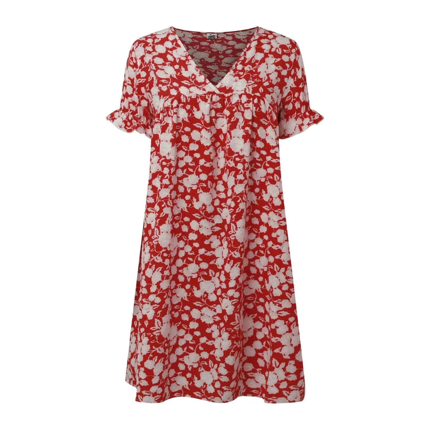 Elegant Dress: Sexy V-Neck Printing Ladies Beach Casual Floral Dress