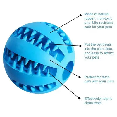 Interactive Dog Toy Ball for Chewing and Treat Feeding in Rubber