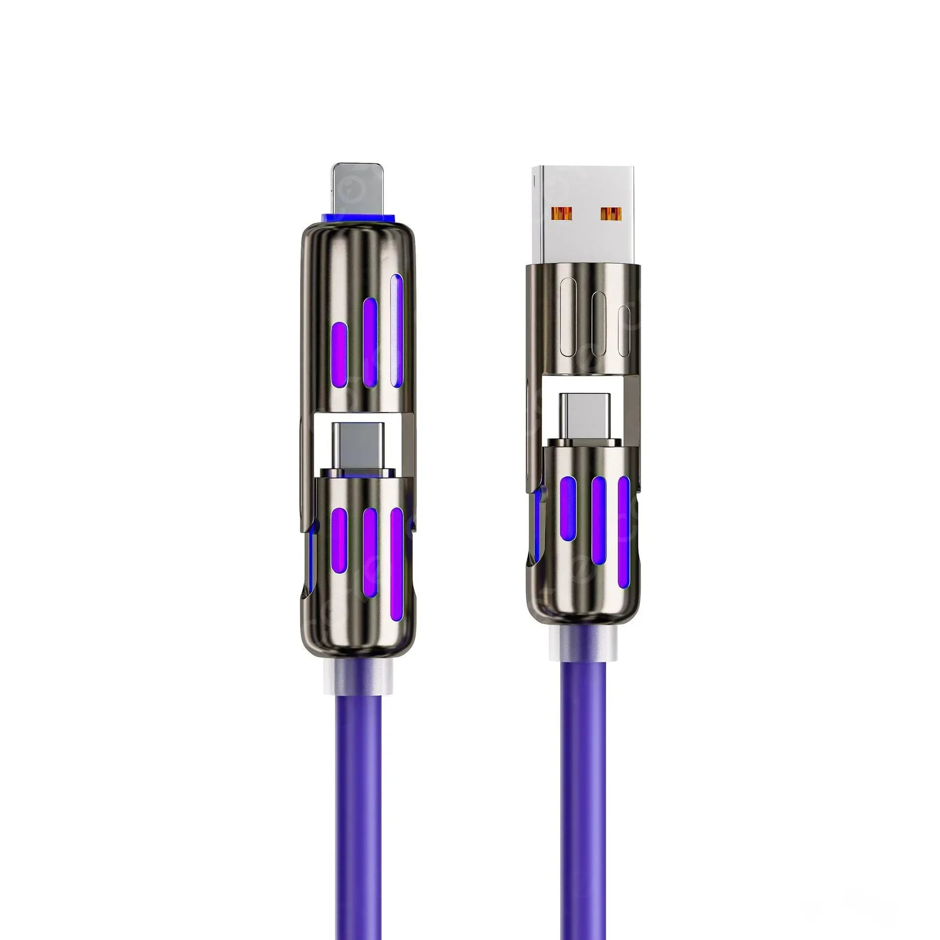 MFISH 240W USB C Multi Charging Cable 4-in-1 for iPhone, iPad & Samsung