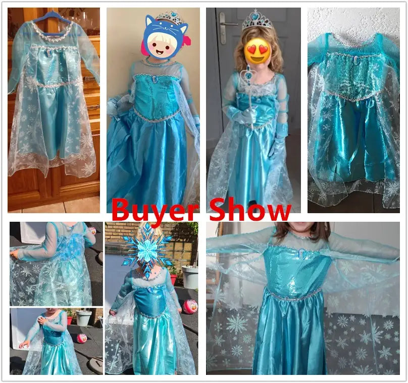 Elsa Costume for Girls – Long Sleeve Princess Dress for Cosplay