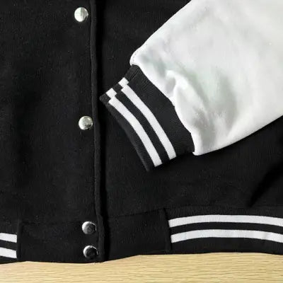 Black and White Oversized Jacket for Men’s Baseball Street Style