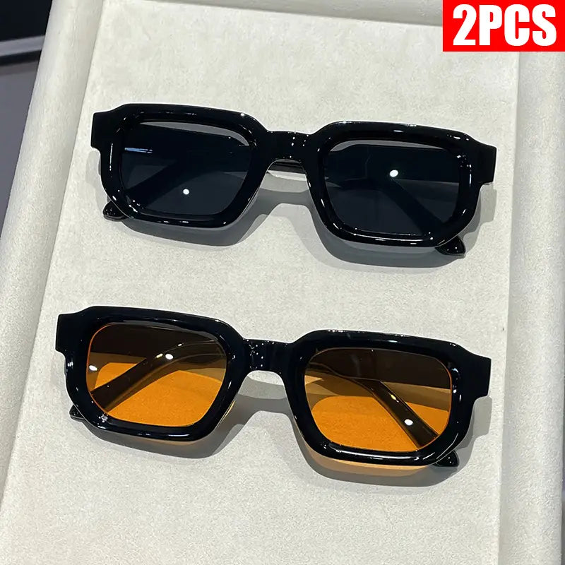 2/3PCS Vintage Rectangle Frame Sunglasses for Women Fashion Retro Luxury Brand Design UV400 Sun Glasses Men’s Eyewear