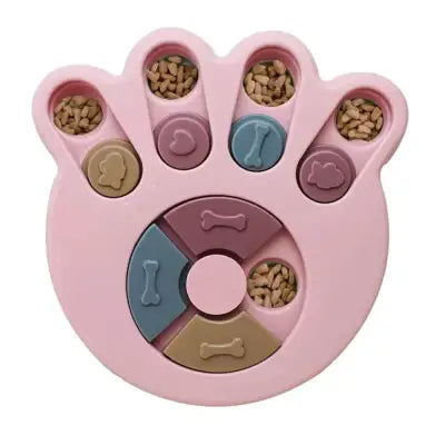 Interactive IQ-Boosting Dog Puzzle Toy Slow Feeder for Enhanced Play - Pawprint Pink