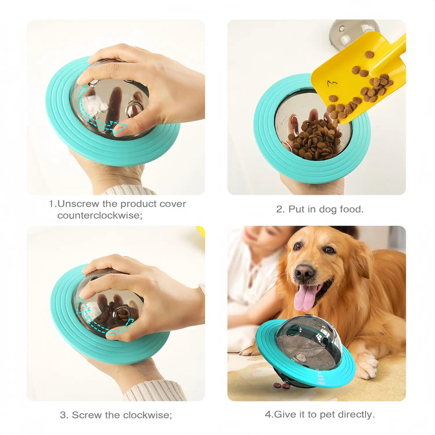 Interactive Dog IQ Toys with Elliptical Track Rolling and Leaky Food Dispenser