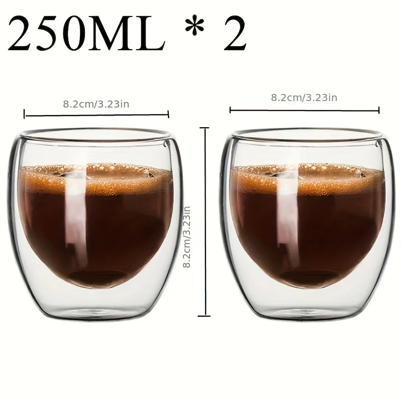 Double Wall Glass Espresso Mug Transparent Handmade Heat Insulated Drinkware