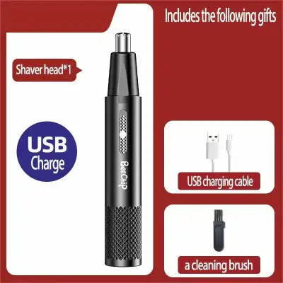 USB Rechargeable Metal Nose and Ear Hair Trimmer for Men and Women