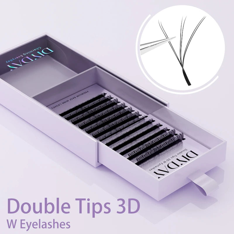 W Shape Eyelashes Extensions Soft Premade Fan Shaped Bloom Natural Style
