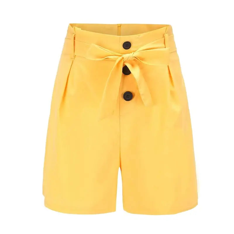 Y2K Solid Button High Waist Tie Waist Beach Shorts for Women