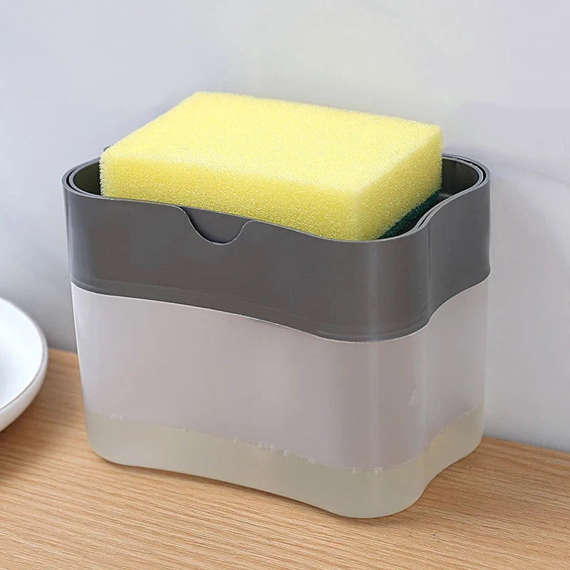 Kitchen Soap Dispenser Press with Cleaning Cloth for Dishwashing