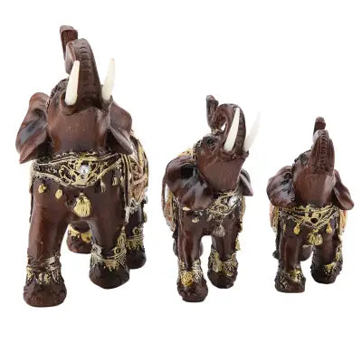 Feng Shui Elephant Statue in Wood Grain for Wealth and Prosperity Decor