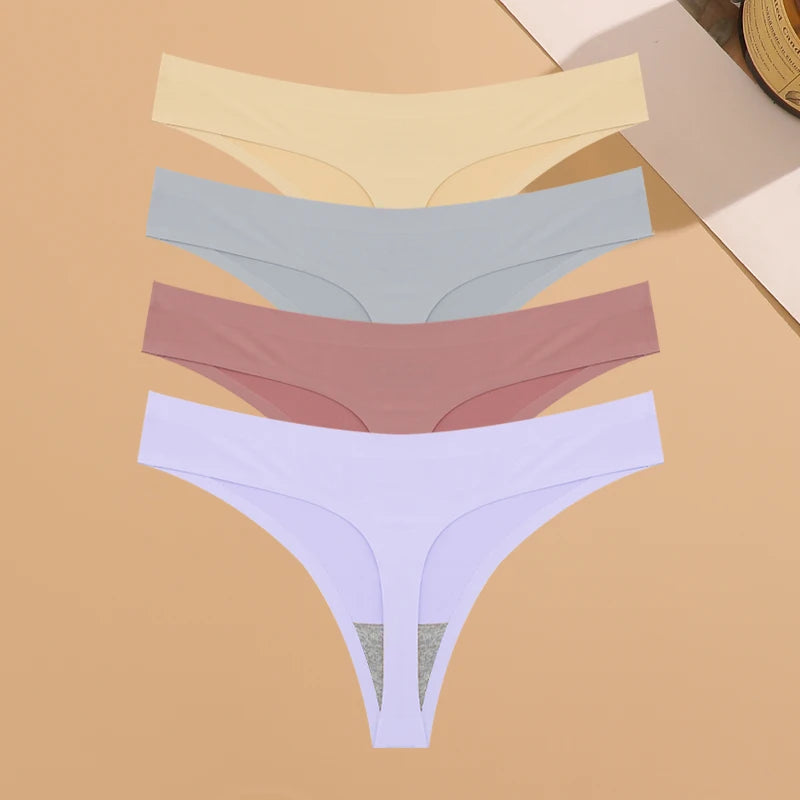 Seamless Ice Silk Underwear Panties 4PCS Stretchy Breathable Bikini