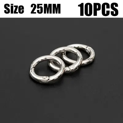 10pcs Metal Ring Spring Clasps for DIY Jewelry and Keychain Hooks - silver 25mm