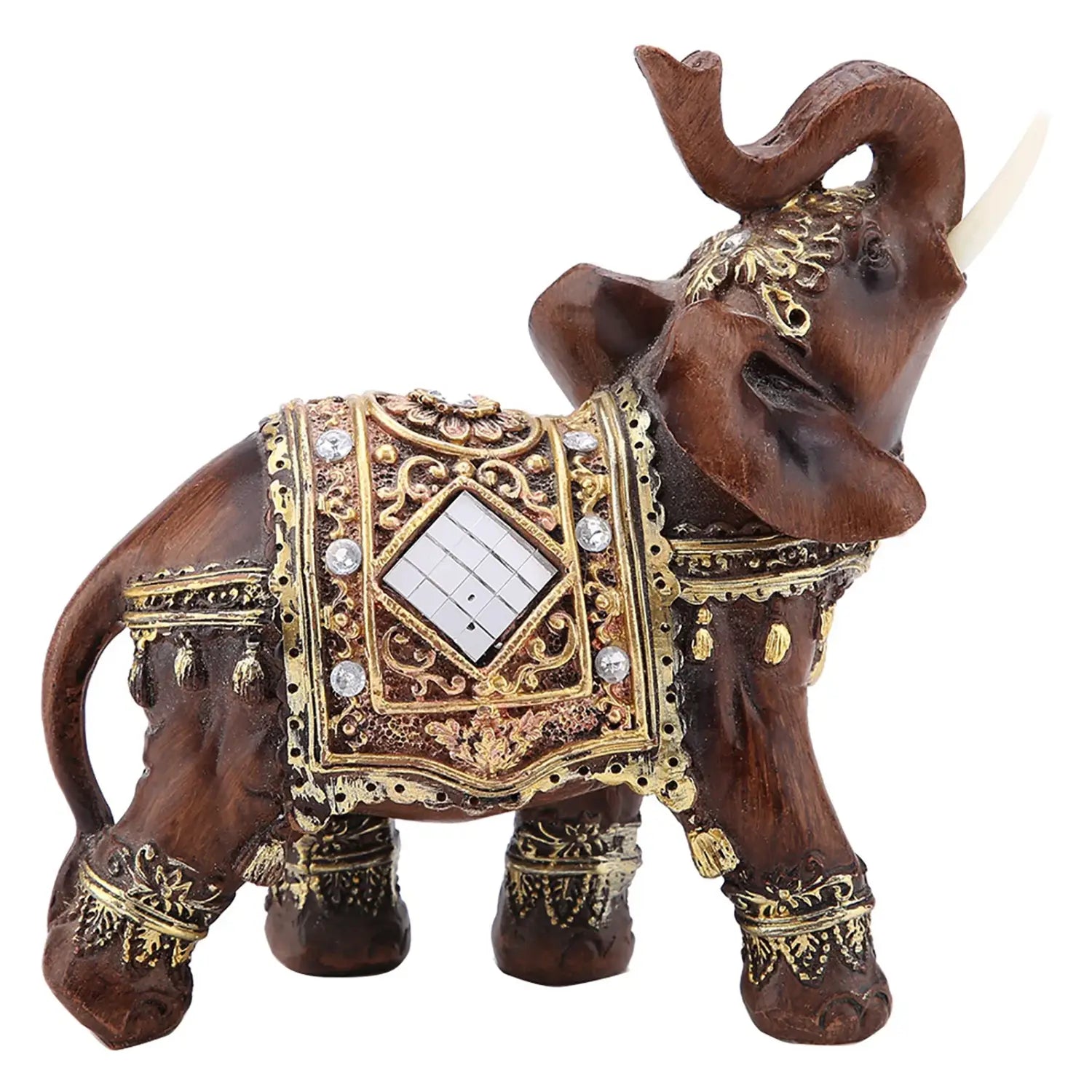 Feng Shui Elephant Statue in Wood Grain for Wealth and Prosperity Decor