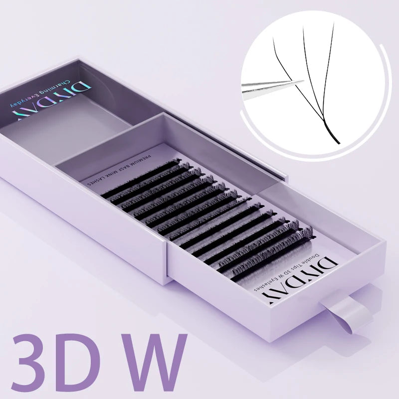 W Shape Eyelashes Extensions Soft Premade Fan Shaped Bloom Natural Style