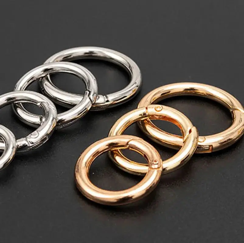 10pcs Metal Ring Spring Clasps for DIY Jewelry and Keychain Hooks