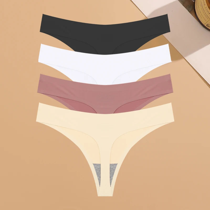 Seamless Ice Silk Underwear Panties 4PCS Stretchy Breathable Bikini