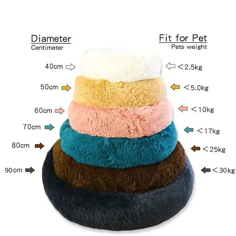 Round Pet Bed - Comfortable Coral Fleece for Cats & Dogs