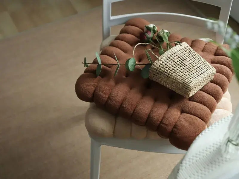 Biscuit-Shaped Plush Cushion: Soft and Creative Chair Seat Pad